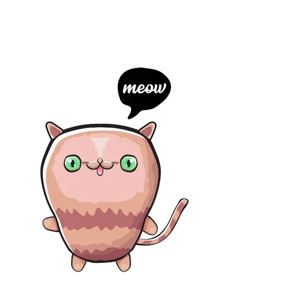 Kawaii lindo gato aislado sobre fondo blanco. Dibujos animados gatito feliz con grandes ojos — Vector de stock