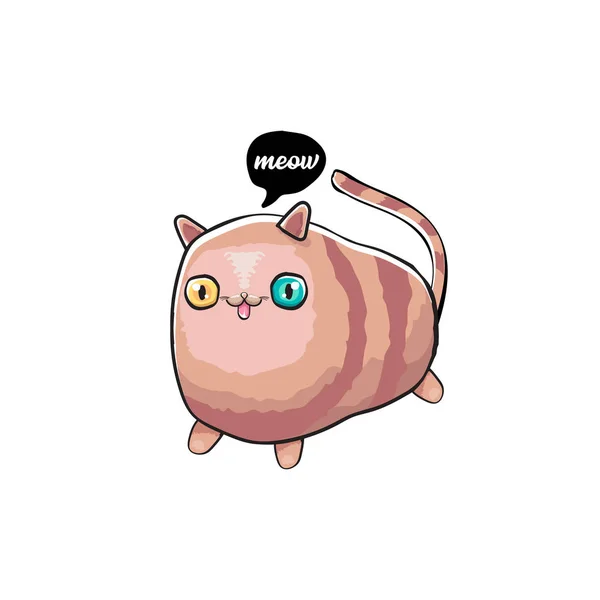 Kawaii lindo gato aislado sobre fondo blanco. Dibujos animados gatito feliz con grandes ojos — Vector de stock