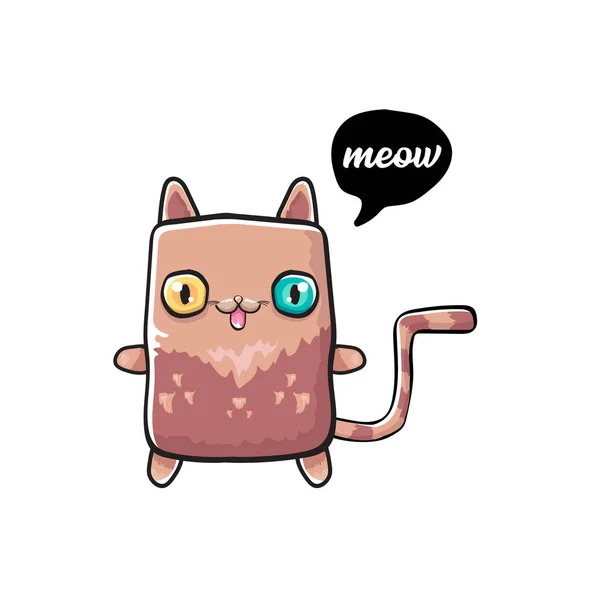 Kawaii lindo gato aislado sobre fondo blanco. Dibujos animados gatito feliz con grandes ojos — Vector de stock