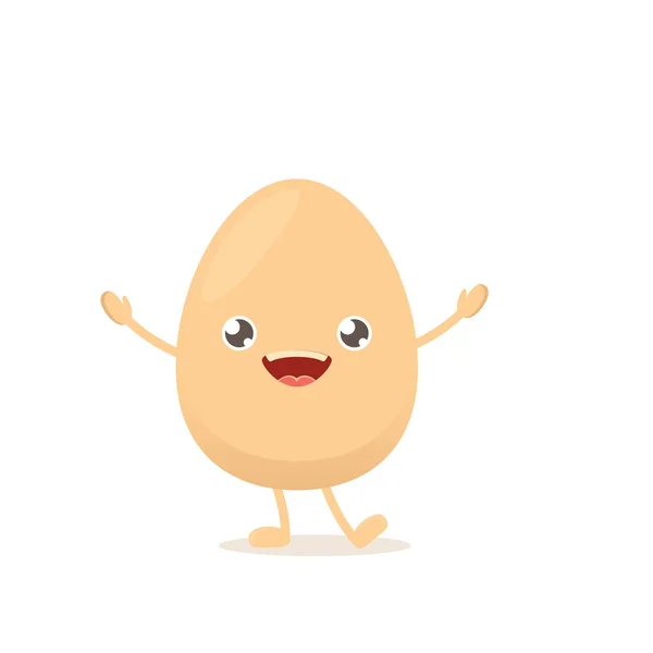 Vektor lustig Cartoon niedlich lächelnd winzige Ei Charakter isoliert auf weißem Hintergrund. Morgen Essen Wohnung funky Charakter auf weiß — Stockvektor