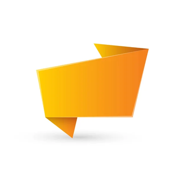 Abstraktní oranžová origami řeč nebo nápis izolovaný na bílém pozadí. Nápis-stuha, svitek, cenová značka, štítek, odznak, plakát. — Stockový vektor