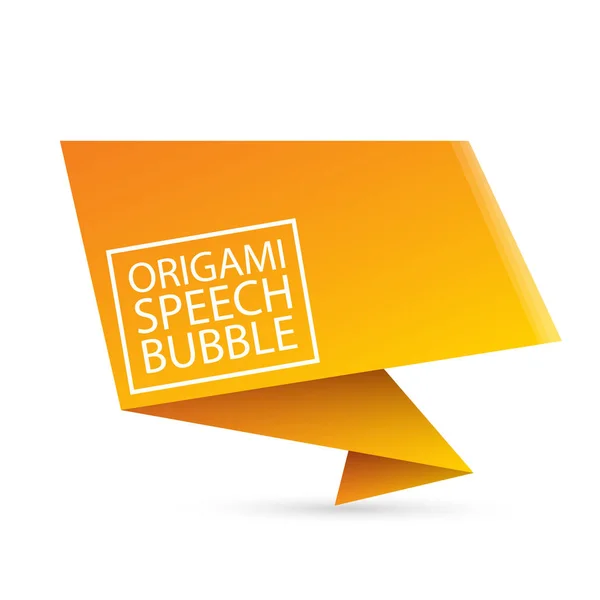 Astratto origami arancione bolla discorso o banner isolato su sfondo bianco. Nastro banner, pergamena, cartellino del prezzo, adesivo, distintivo, poster . — Vettoriale Stock