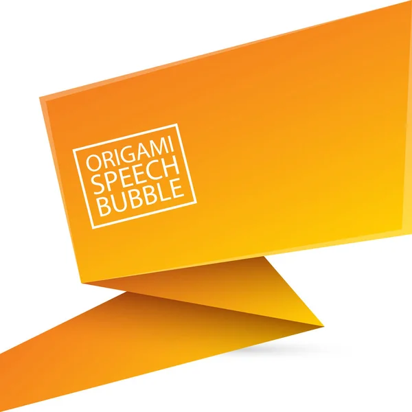 Burbuja o pancarta de habla de origami naranja abstracta aislada sobre fondo blanco. Banner de cinta, scroll, etiqueta de precio, pegatina, insignia, cartel . — Vector de stock