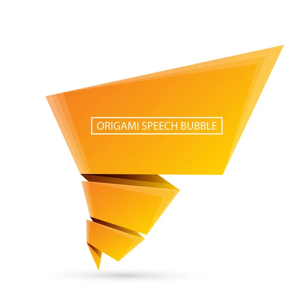 Astratto origami arancione bolla discorso o banner isolato su sfondo bianco. Nastro banner, pergamena, cartellino del prezzo, adesivo, distintivo, poster . — Vettoriale Stock
