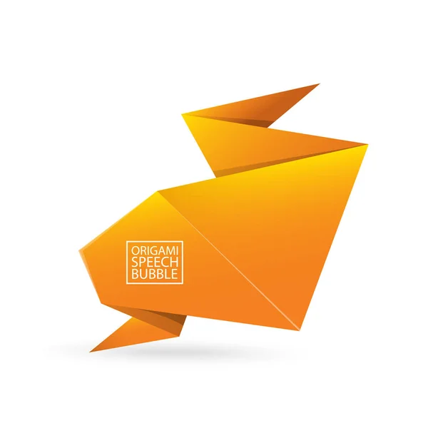 Streszczenie pomarańczowy origami mowy bańki lub banner na białym tle. Wstążka banner, przewijania, Cena tag, naklejka, plakietka, plakat. — Wektor stockowy