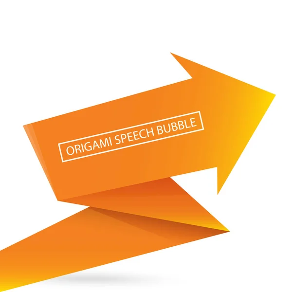 Burbuja o pancarta de habla de origami naranja abstracta aislada sobre fondo blanco. Banner de cinta, scroll, etiqueta de precio, pegatina, insignia, cartel . — Vector de stock
