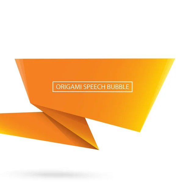 Abstract oranje origami toespraak bubble of banner geïsoleerd op witte achtergrond. Lint banner, scroll, prijskaartje, sticker, badge, poster. — Stockvector