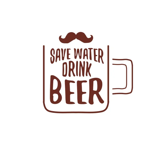 Αποθηκεύστε το νερό ποτό του διανύσματος μπύρα σχέδιο ή vintage καφέ αφίσα. προσφορά μπύρας ή σλόγκαν για εκτύπωση στο τοπ. Διεθνής ετικέτα ημέρας μπύρας ή παγκόσμια ημέρα νερού — Διανυσματικό Αρχείο