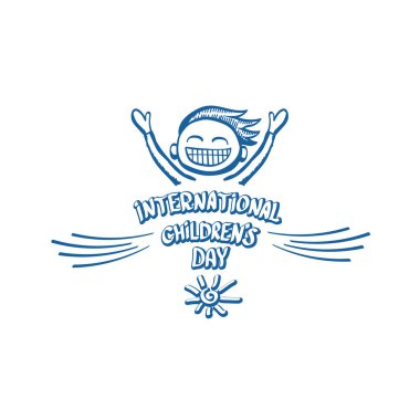 1 Haziran uluslararası çocuk günü çizgi film karalama tarzı afiş arkaplanı. Çocuk Günü 'nüz kutlu olsun. Şerefsiz, ikon ya da etiket. Çizgi film çocuklarının gündüz posteri. Çocuk gündüz el çizimi pankart tasarımı
