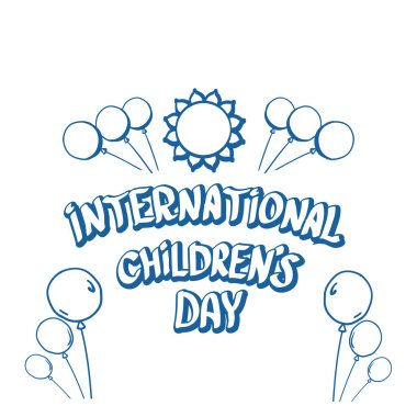 1 Haziran uluslararası çocuk günü çizgi film karalama tarzı afiş arkaplanı. Çocuk Günü 'nüz kutlu olsun. Şerefsiz, ikon ya da etiket. Çizgi film çocuklarının gündüz posteri. Çocuk gündüz el çizimi pankart tasarımı