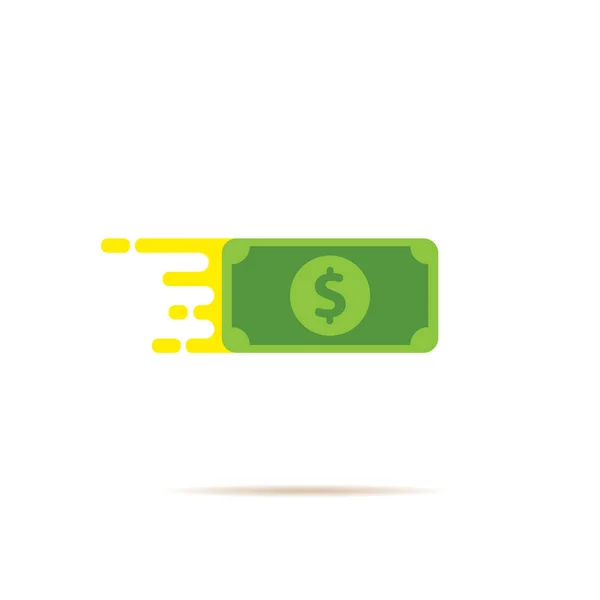 Fast dollar, fast money transfer flat icon vector isolated on white. Fast Exchange logo — Stock Vector