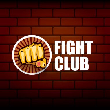 Duvarda turuncu yumruklu dövüş kulübü logosu var. MMA Karışık dövüş sanatları tasarım şablonu