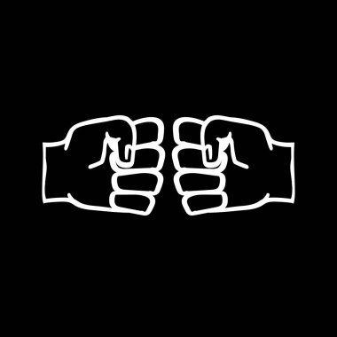 İki yumruğu birbirine vuruyor. Çatışma, protesto, kardeşlik veya konsept vektör illüstrasyonu