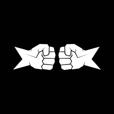 İki yumruğu birbirine vuruyor. Çatışma, protesto, kardeşlik veya konsept vektör illüstrasyonu