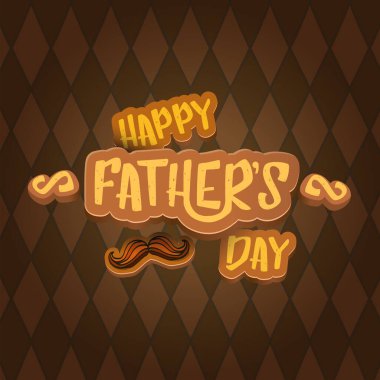 Babalar Günü vektör karikatür tebrik kartın kutlu olsun. Babalar Günü etiketi ya da simgesi tüvit ekoseli kumaş dokusu geçmişinde izole edilmiş