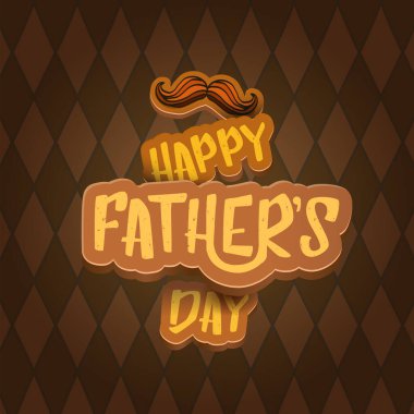 Babalar Günü vektör karikatür tebrik kartın kutlu olsun. Babalar Günü etiketi ya da simgesi tüvit ekoseli kumaş dokusu geçmişinde izole edilmiş
