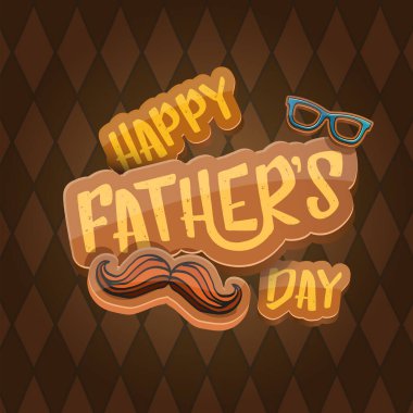 Babalar Günü vektör karikatür tebrik kartın kutlu olsun. Babalar Günü etiketi ya da simgesi tüvit ekoseli kumaş dokusu geçmişinde izole edilmiş