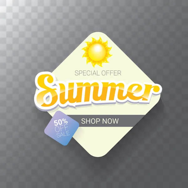Vector zomer verkoop modern design sjabloon webbanner of poster. Summer sale label met typografische tekst op transparante achtergrond — Stockvector