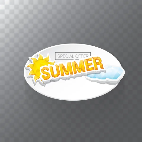 Vector verano venta moderno diseño plantilla web banner o póster. Etiqueta de venta de verano con texto tipográfico sobre fondo transparente — Vector de stock