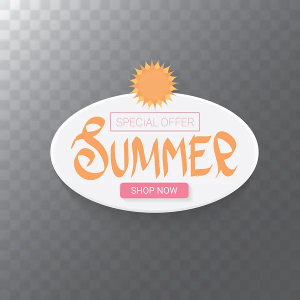 Vector summer sale modern design template web banner or poster. Summer sale label with typographic text on transparent background — Stock Vector