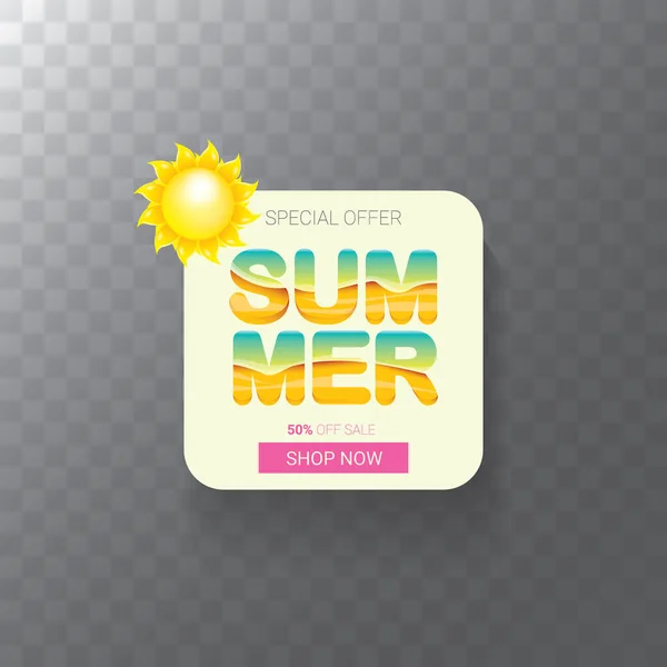Vector zomer verkoop modern design sjabloon webbanner of poster. Summer sale label met typografische tekst op transparante achtergrond — Stockvector