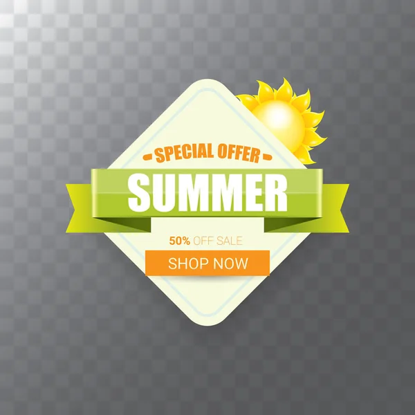 Vector zomer verkoop modern design sjabloon webbanner of poster. Summer sale label met typografische tekst op transparante achtergrond — Stockvector