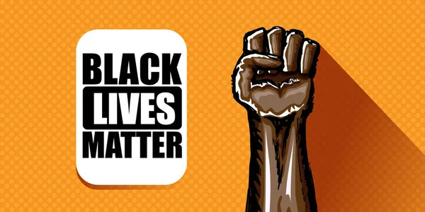 Las vidas de los negros importan pancartas horizontales con puños de protesta en el aire. negro vidas materia gráfico cartel diseño plantilla contra la discriminación racial — Vector de stock
