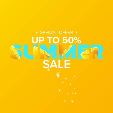 Yaz indirimi modern renk tasarımı afiş ya da poster. Soyut turuncu arkaplanda izole edilmiş tipografik metin içeren Vector Summer satış etiketi