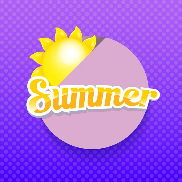 Vector speciale aanbieding zomer label ontwerp template. Zomer verkoop banner of badge met zon en tekst op zomer violette achtergrond — Stockvector