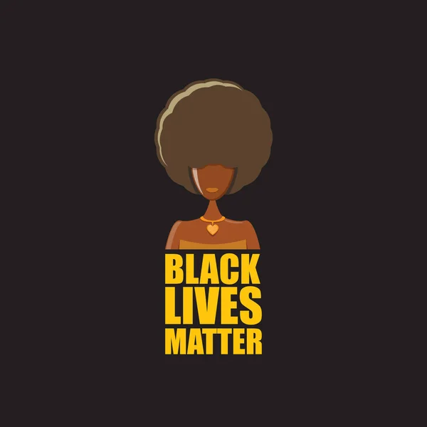 Black lives matter banner with afro american girl silhouette with afro style hair. Las vidas negras importan póster gráfico o plantilla de diseño impreso contra la discriminación racial con la mujer negra — Vector de stock