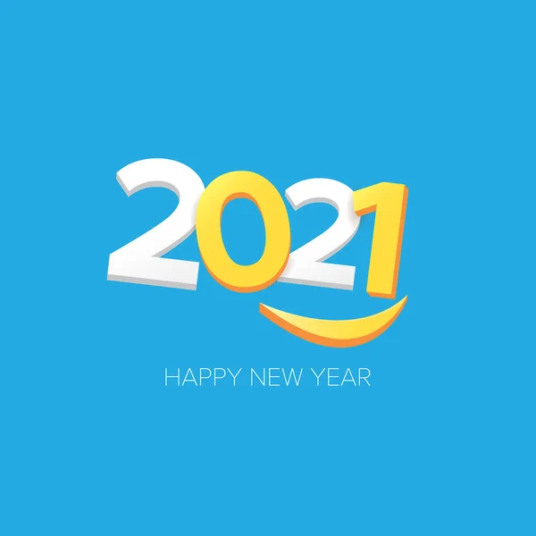 2021 Gelukkig nieuwjaar creatieve design achtergrond of wenskaart met tekst. vectorr 2021 nieuwjaarsaantallen geïsoleerd op blauw op blauwe achtergrond — Stockvector