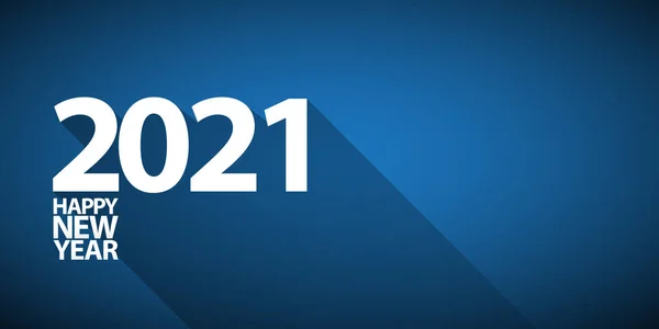 2021テキスト付きの幸せな新年の水平バナーの背景やグリーティングカード。ベクトル2021青い水平方向の背景に隔離された新年番号 — ストックベクタ