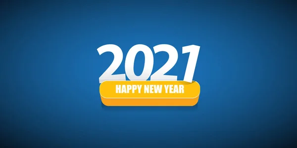 2021 Gelukkige nieuwjaar horizontale banner achtergrond of wenskaart met tekst. vector 2021 nieuwjaarsnummers geïsoleerd op blauwe horizontale achtergrond — Stockvector