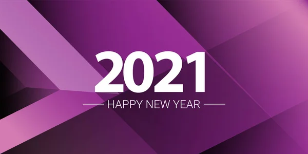 2021 Šťastný nový rok horizontální banner pozadí nebo přání s textem. vektor 2021 čísla nového roku izolované na abstraktní fialové horizontální pozadí — Stockový vektor