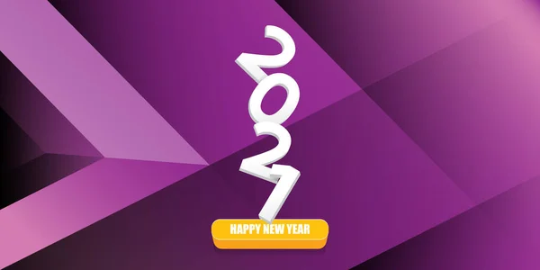 2021 Feliz año nuevo fondo de banner horizontal o tarjeta de felicitación con texto. vector 2021 números de año nuevo aislados sobre fondo abstracto violeta horizontal — Archivo Imágenes Vectoriales