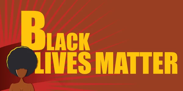 Black lives matter banner with afro american girl silhouette with afro style hair. Las vidas negras importan póster gráfico o plantilla de diseño impreso contra la discriminación racial con la mujer negra — Vector de stock