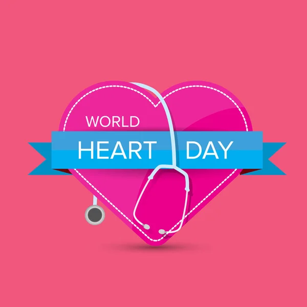 Світовий банер дня серця або фон з серцем ізольовано на рожевому компонуванні . — стоковий вектор