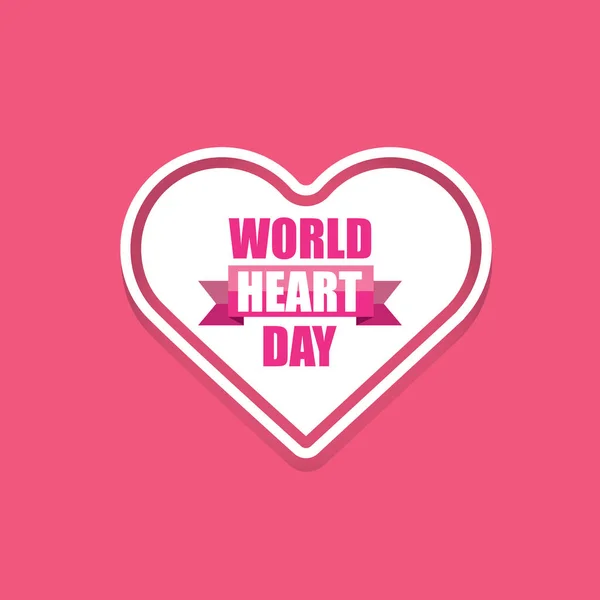 Світовий банер дня серця або фон з серцем ізольовано на рожевому компонуванні . — стоковий вектор