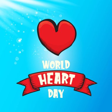 dünya kalp günü afişi ya da arkaplan mavi mizanpaj üzerinde.