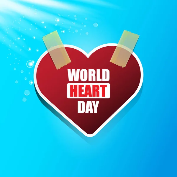 Світовий банер дня серця або фон з серцем ізольовано на синьому компонуванні . — стоковий вектор
