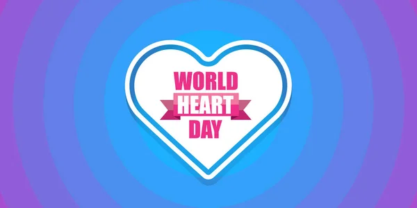 Всесвітній день серця горизонтальний банер або фон з серцем ізольовані на синьому плануванні . — стоковий вектор