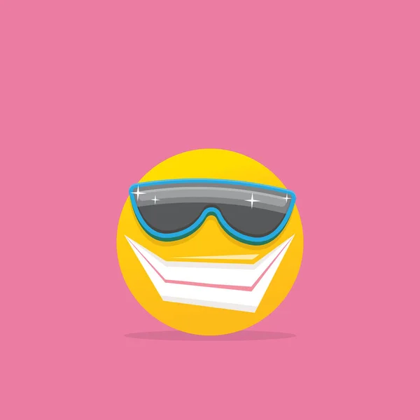 Смолящее лицо с солнцезащитными эмодзи, выделенными на розовом фоне. Значок улыбки или ярлык. Знак социальной сети — стоковый вектор