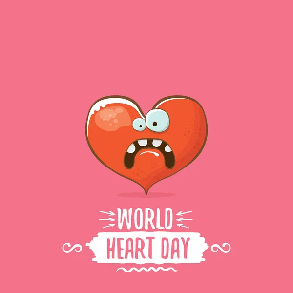 Векторна всесвітня листівка серця зі смішним мультиплікаційним персонажем серця ізольовано на рожевому фоні. Концептуальний день серця комікс фанк дитячий плакат або банер з фанк-серцем — стоковий вектор