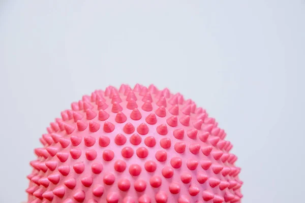 Spiky massage ball isolated on the white background.Flat feet correction exercise.half balance massage balls. rubber ball for self massage, reflexology and myofascial release.therapeutic exercise.Copy — Stock Image Spiky massage ball isolated on the white background.Flat feet correction exercise.half balance massage balls. rubber ball for self massage, reflexology and myofascial release.therapeutic exercise.Copy Royalty Free Stock Photos