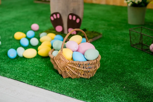 Easter Eggs Meadow Grass Background — Stock Photo, Image