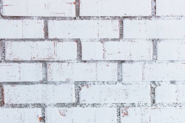 Arka plan veya doku için beyaz tuğla duvar. Ev iç dekorasyon. Mimarlık konsepti. Üzücü, umutsuz ve umutsuzluk kavramı için arka plan. Beyaz tuğla duvar deseni