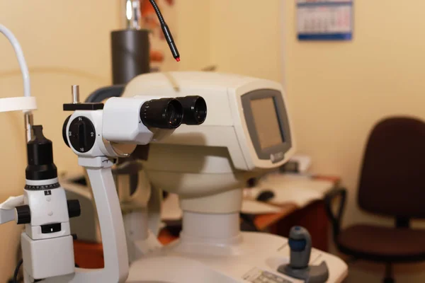 refractometer eye test machine in ophthalmology.Modern ophthalmology clinic. Tools for checking the eye vision and eye health.optical instrument part