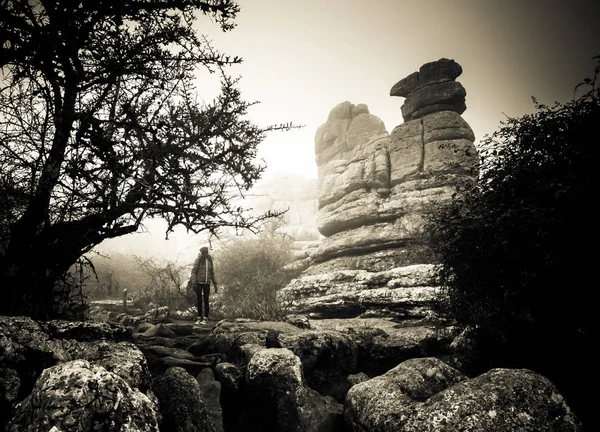 an amazing landscape of weathered stone shaped fascinating formations found in Torcal, Malaga