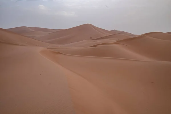 Vista Panorâmica Das Colinas Dunas Arenosas Pôr Sol Deserto Saara — Fotografia de Stock