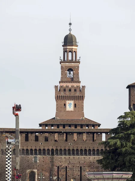 Milano Lombardia Italia Torre Filarete Del Castello Medievale Detto Castello — Foto Stock